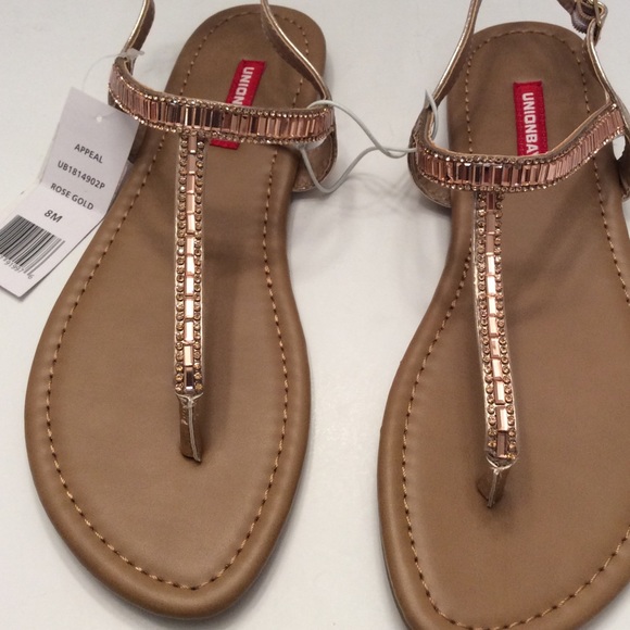 Shoes - UNIONBAY ROSE GOLD T-STRAP SLINGBACK SANDALS SZ 8M